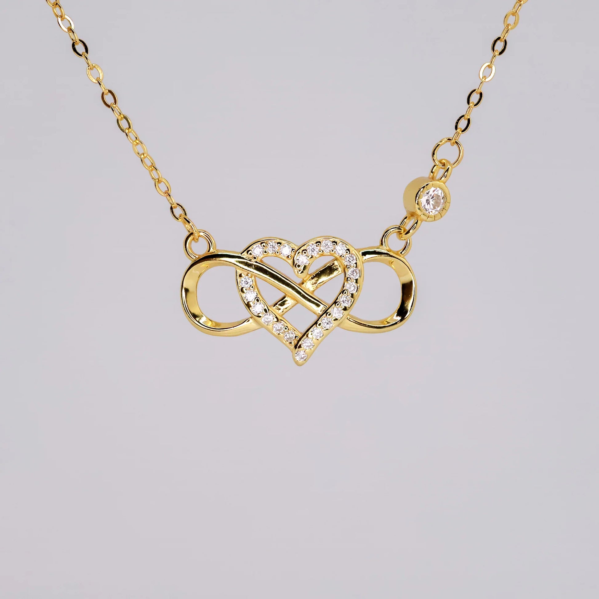 Elegant 18K Gold Plated Infinity Heart Pendant Necklace
